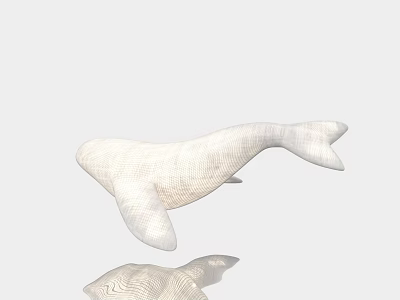 White Whale Shaped Textured Chandelier With Reflection On Light Gray Background 3d model