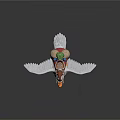 3D Duck Game Movie Character With Brown Vest Colorful Backpack And Spread Wings