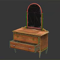 Classic Wooden Dresser With Arched Mirror And Two Drawers Vintage Design Standing On Carved Legs