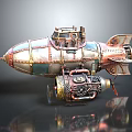 Steampunk Spacecraft Model With Metallic Details And Retro Design For Space Exploration