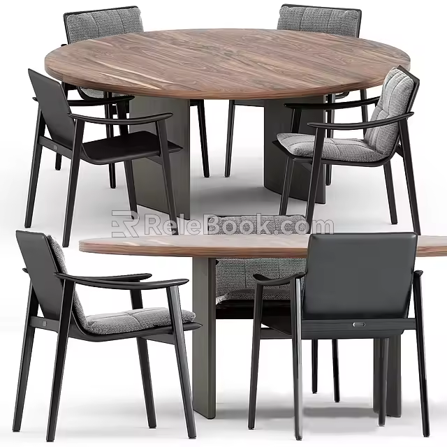 Seat Table Dining Table and Chair Combination Single Chair Dining Table 3d model