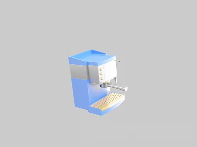 Blue And Silver Modern Kitchen Coffee Maker With Control Buttons And Drip Tray 3d model
