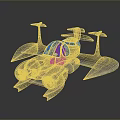 Futuristic Metallic Sci Fi Vehicle Design With Multiple Wings And Cockpit