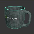 Modern Stylish Metallic Coffee Mug With PLAION Logo For Daily Use 3d model