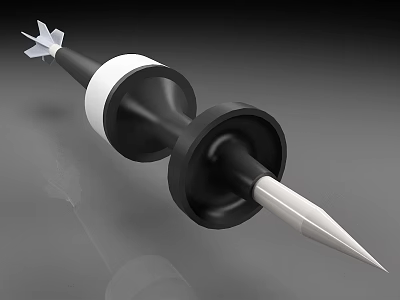 Black And White Dart Weapon With Dual Rings And Sharp Tip 3d model