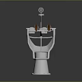 Dual Barrel Naval Weapon System With Aiming Device On Pedestal Mount 3d model