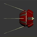 Red Spherical Spacecraft With Metallic Structure And Antennas For Cosmic Exploration 3d model