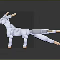 Pixel Art 3D Dragon Character With Blocky White Body Blue Eyes And Horns