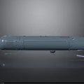 Long Blue Cylindrical Device With Detailed Surface And Smooth Black Base