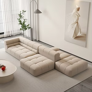 Modern living room cream wind sofa functional sofa 3d model