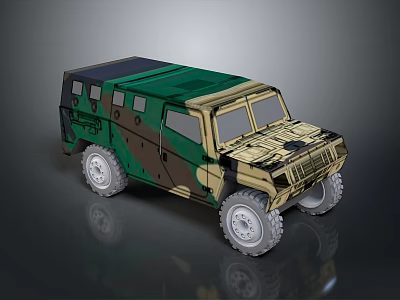 Military Off Road Vehicle With Camouflage Paint And Sturdy Body Design 3d model