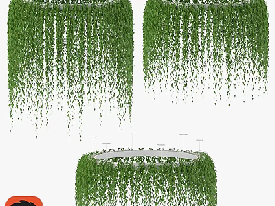Ornamental Decor Set With Green Hanging Plants For Indoor Decoration 3d model