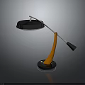 Modern Stylish Table Lamp Design With Metal Shade Adjustable Arm And Wooden Curved Base