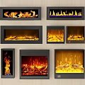 Various Modern Electric Fireplaces With Different Realistic Flame Effects And Designs 3d model