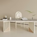 Modern Light Luxury Marble Top Home Office Desk With Classic Upholstered Chair And Exquisite Decorations