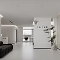 Modern Minimalist Beauty Hairdressing Salon Interior Design With Cozy Lounge Sofa And Elegant Indoor Plants