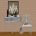 Modern Entryway Console Table And Side Cabinet With Chair And Wooden Wall Decor