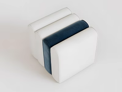 Sleek Modern Stackable Stools With White And Navy Blue Upholstered Design 3d model