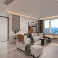 Modern Living Dining Room Interior Design With Large Screen TV Sofa And Coffee Table