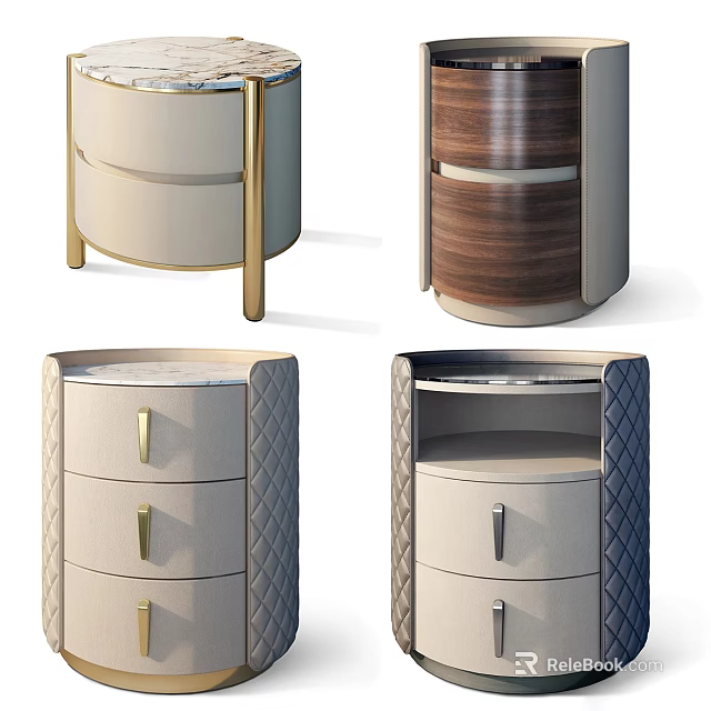 Modern Chest of Drawers With Various Designs Leather Wooden And Metal Accent Details 3d model 