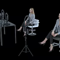 Modern Iron Art Table With Ring Lights And Women Seated In Studio Setting