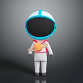 Astronaut in White Spacesuit and Blue Helmet Holding Ringed Planet Model