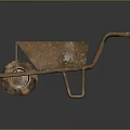 Old Rusty Metal Wheelbarrow Featuring Single Wheel And Worn Handles