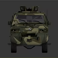 Armored Military Off Road Vehicle With Camouflage Paint And Roof Mounted Equipment