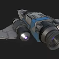 Futuristic Spaceship Design With Sleek Silver Gray Body Purple Glowing Engines And Front Weapons