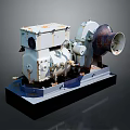 Old Industrial Machinery With Motor Metal Components And Horn Shaped Part On Base