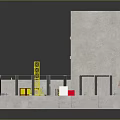 Architectural Model Of Concrete Multi Storey Building With Internal Frame And Yellow Red Components