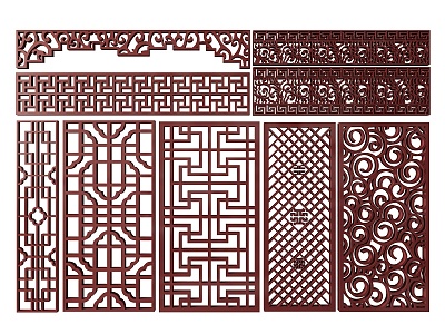 New Chinese Style Flower Lattice Window Carved Hollow Carved Window Corner Carved Gypsum Line Carved Window Pattern Carved model