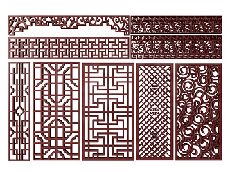 New Chinese Style Flower Lattice Window Carved Hollow Carved Window Corner Carved Gypsum Line Carved Window Pattern Carved 3d model