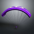 Detailed Vibrant Purple Parachute Canopy With Suspension Lines And Silhouette