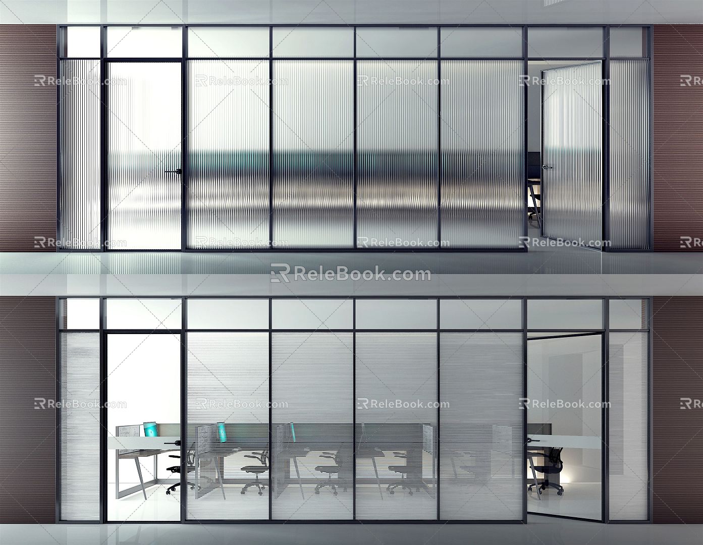 Modern swing door office glass partition model