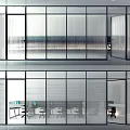 Spacious Modern Office Interior Design With Glass Hinged Doors And Partition Walls