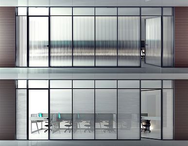 Modern swing door office glass partition 3d model