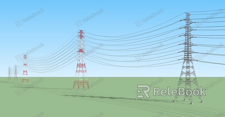 Modern electric tower high voltage tower transmission line rack model