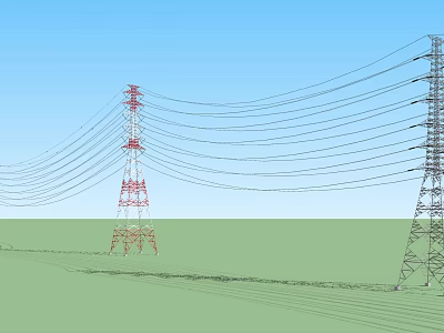 Modern electric tower high voltage tower transmission line rack 3d model