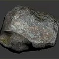 Natural Stone Material With Rough Surface Texture And Green Moss Details On 3d model