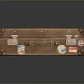 Vintage Brown Leather Suitcase With Multiple Travel Stickers And Brass Clasps