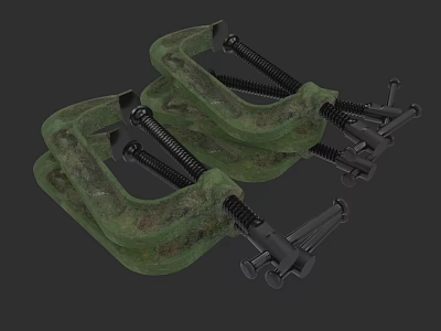Green G Clamps With Metal Screw Mechanism For Woodworking And DIY Tasks 3d model