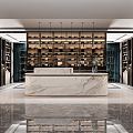 Light Luxury Front Desk Hotel Lobby Reception Tea Room 3d model