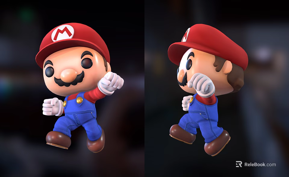 Cute Mario Character Doll With Red Hat Blue Overalls And Mustache 3d model 