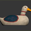 White Toy Duck With Blue Wings Red Trim And Yellow Beak For Kids Room Decoration