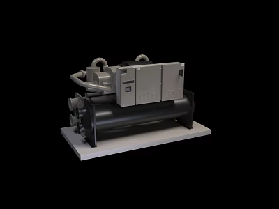 Industrial Equipment With Cylindrical Structure Control Unit And Pipeline Connections 3d model
