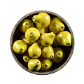 Ripe Yellow Pears in a Rustic Stone Bowl for Fresh Fruit