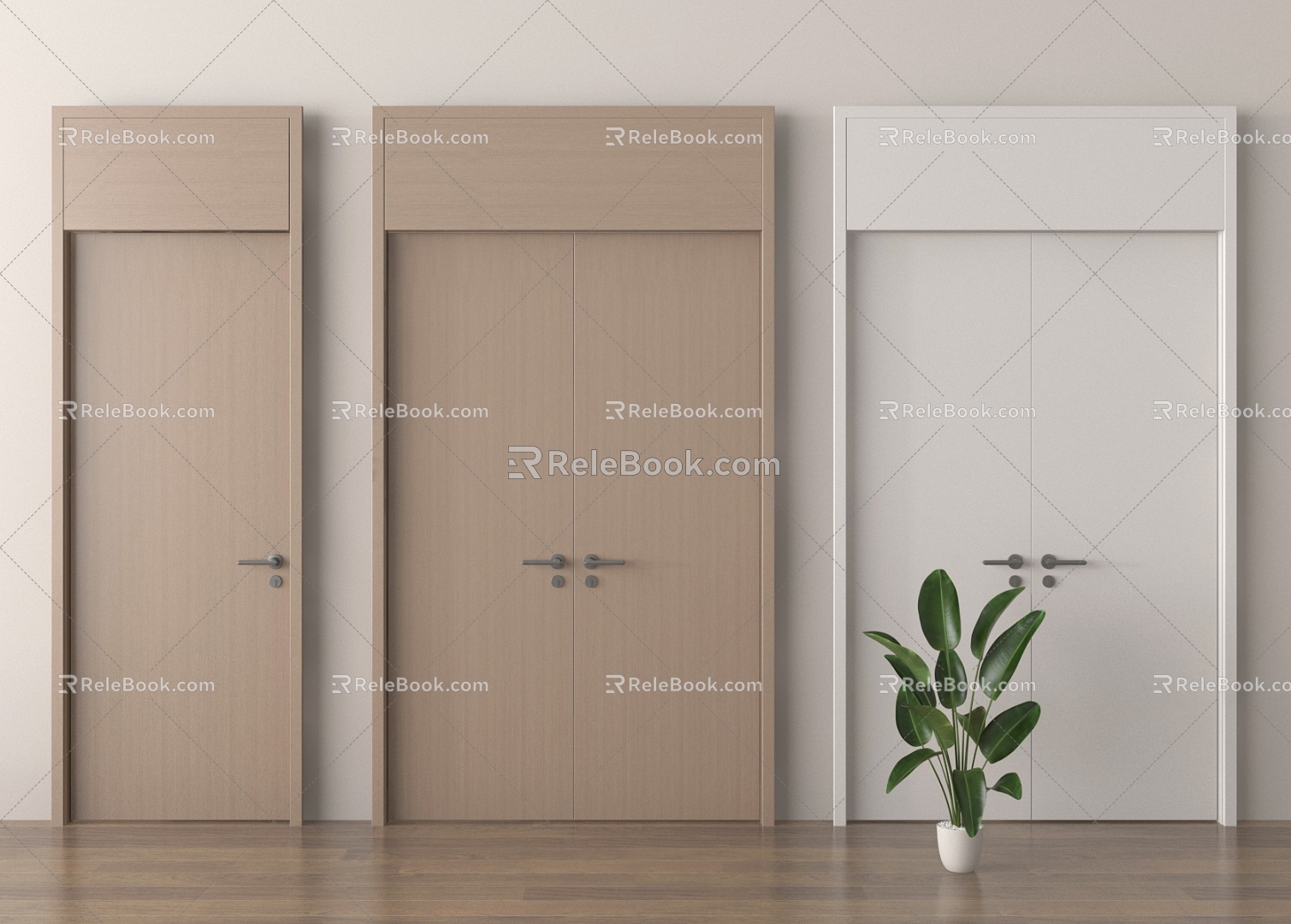 Modern Double Door Door Door Office Door Wooden Door Single Door 3d model