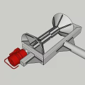 Gray Heavy Duty Clamp Tool With Red Handle For Secure Fixing 3d model