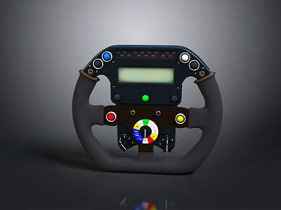 Household Racing Style Steering Wheel With Digital Display And Colorful Control Buttons 3d model